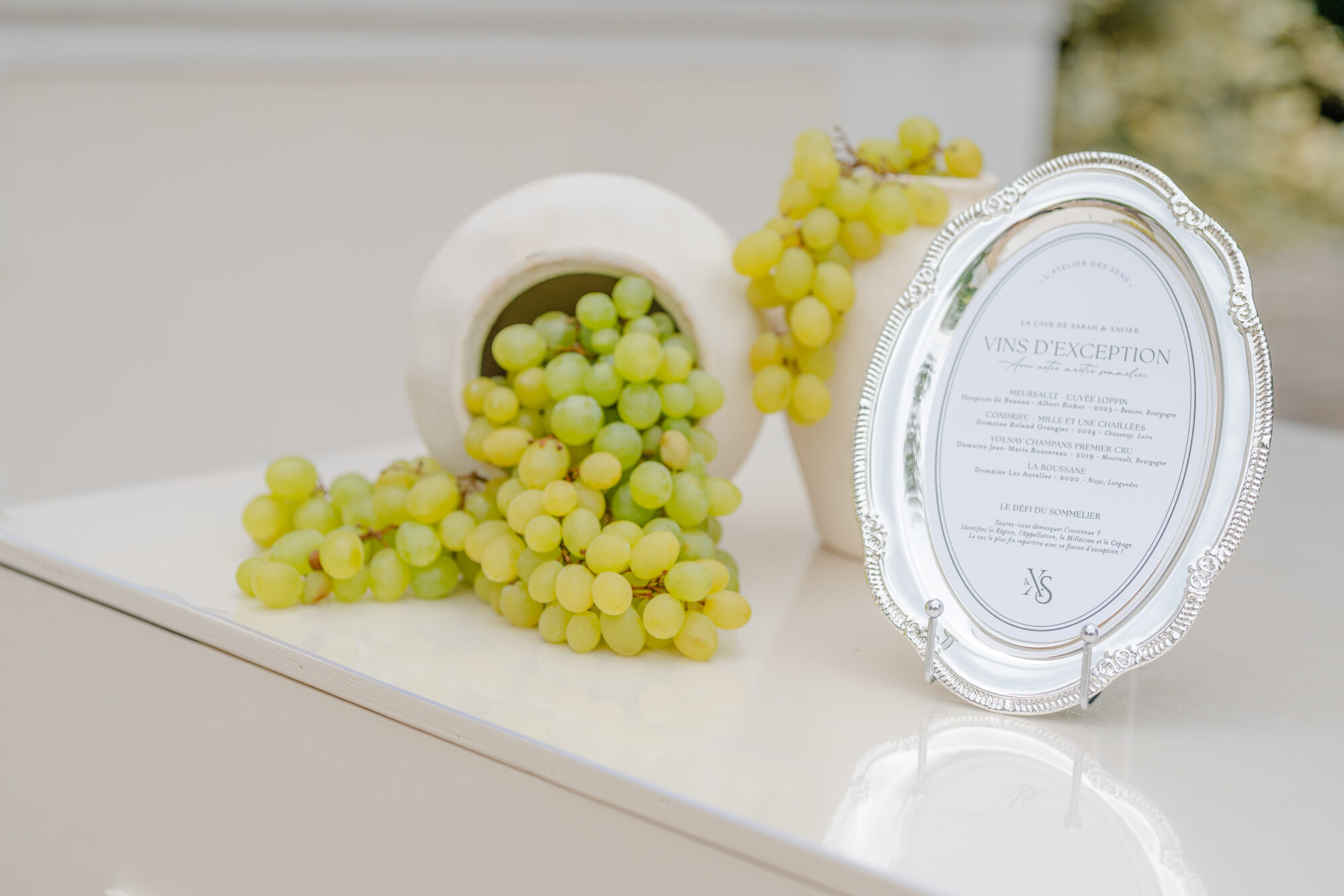 raisin mariage, mariage argenté, wedding bar menu, mariage luxe